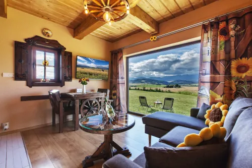 Living area inside Chalúpka Slnečnica