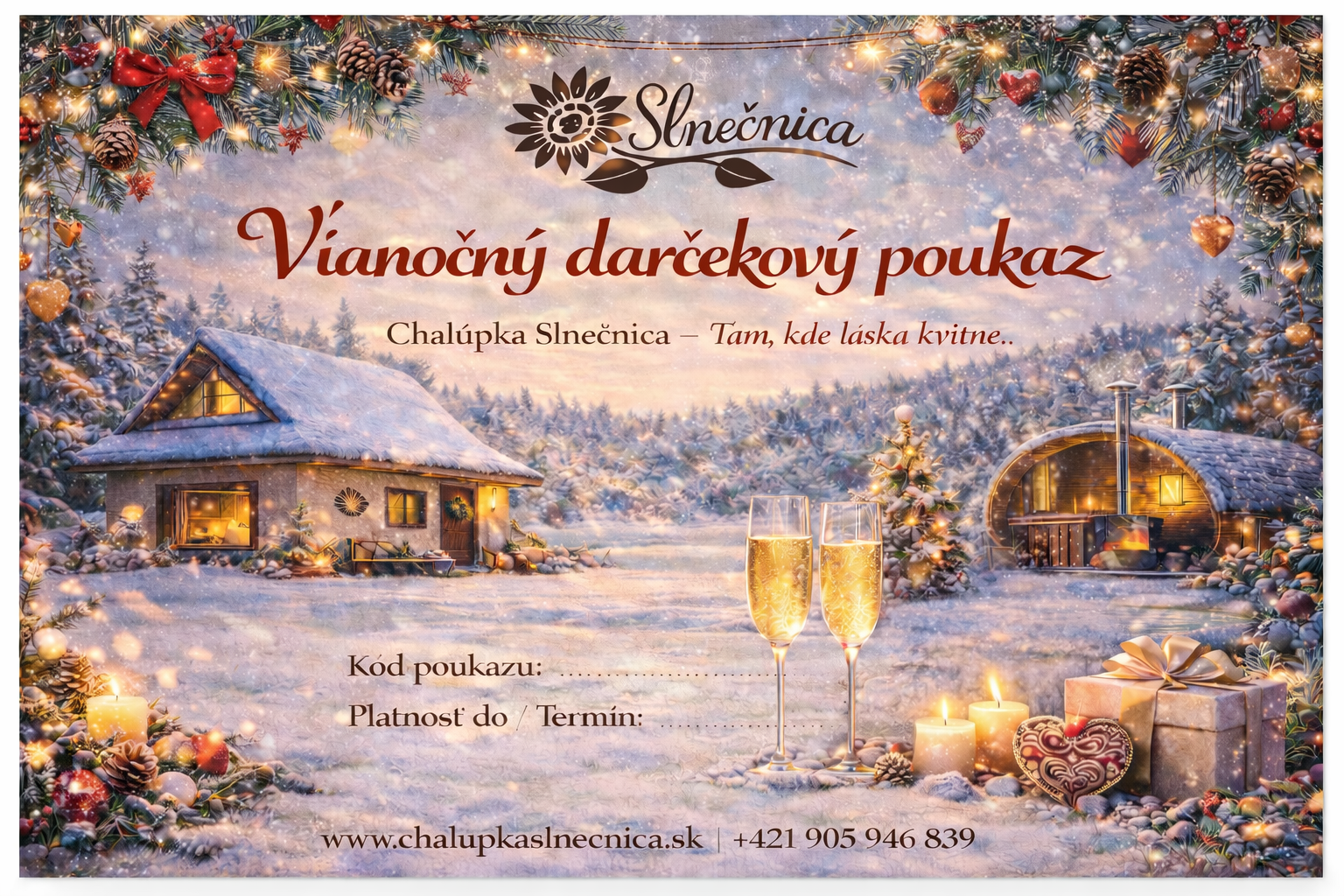 Vianočný darčekový poukaz – Chalúpka Slnečnica